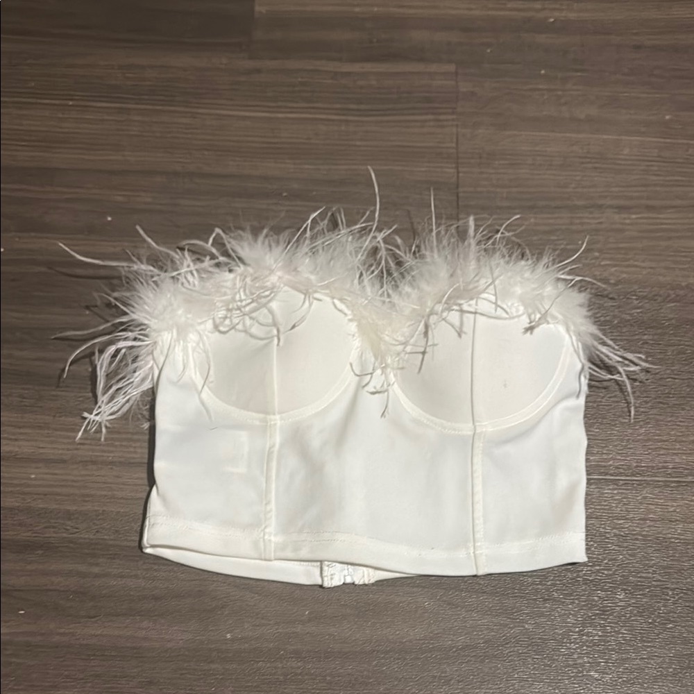Saba White Feather Trim Camisole